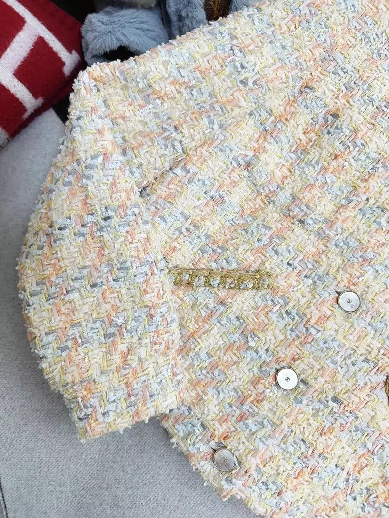 Chanel Chanel Yellow Woven Short Jacket With Collar Size M / US 6-8 / IT 42-44 - 4 Thumbnail