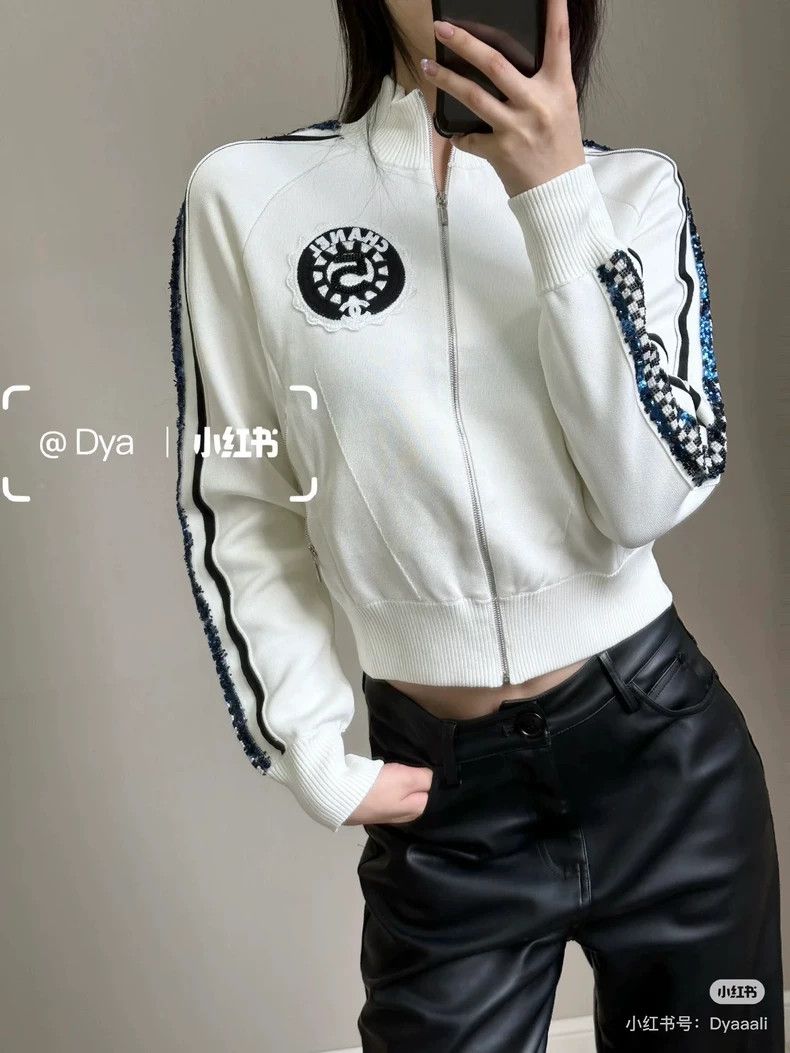Chanel Chanel Embroidered Baseball Jacket with Colorful Trim Size L / US 10 / IT 46 - 2 Thumbnail