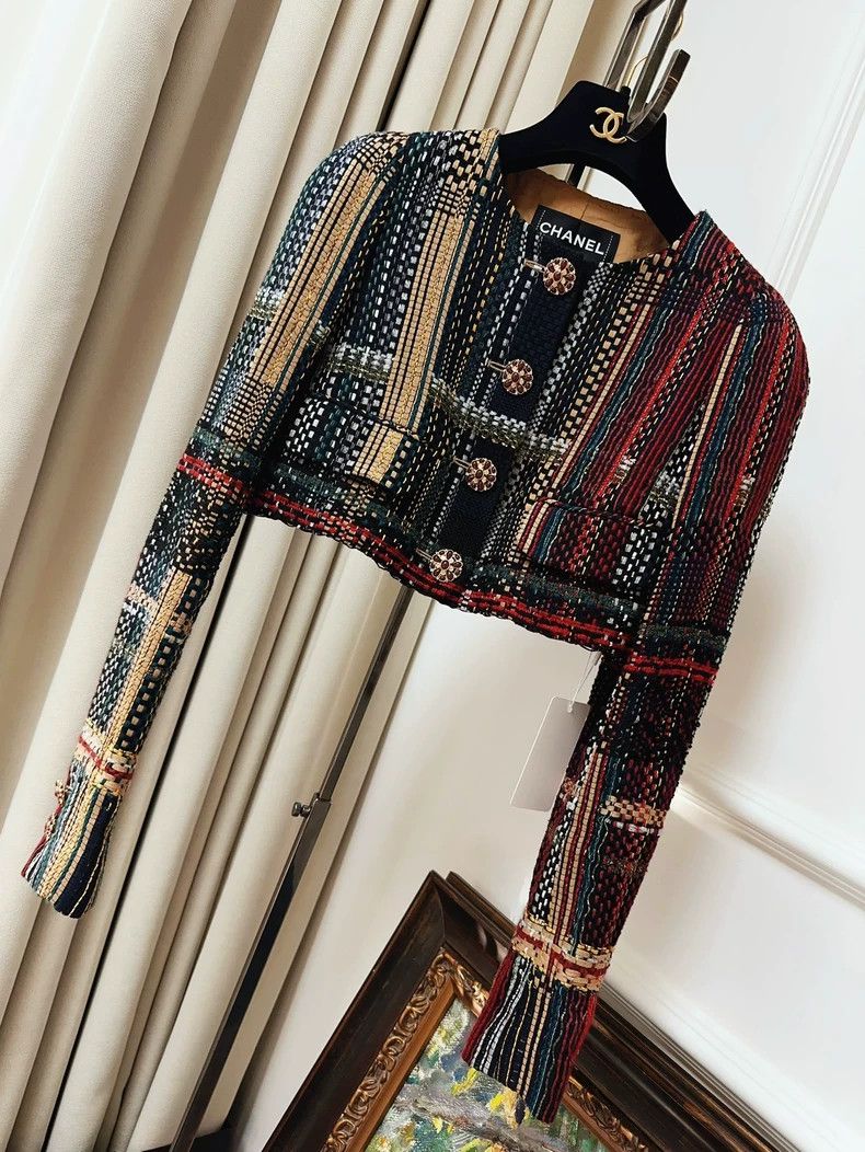 Chanel Chanel Colorful Checkered Woven Long Sleeve Jacket Size XS / US 0-2 / IT 36-38 - 7 Thumbnail
