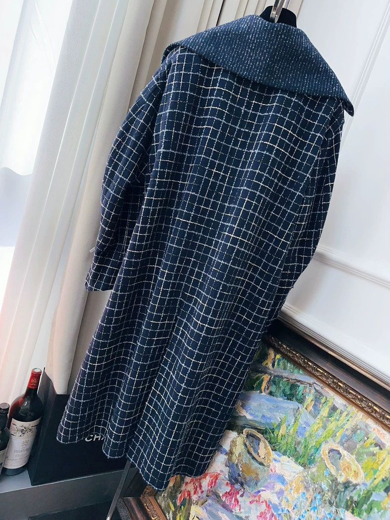 Chanel Chanel Blue Plaid Collar Coat Size 34 Size S / US 4 / IT 40 - 2 Thumbnail
