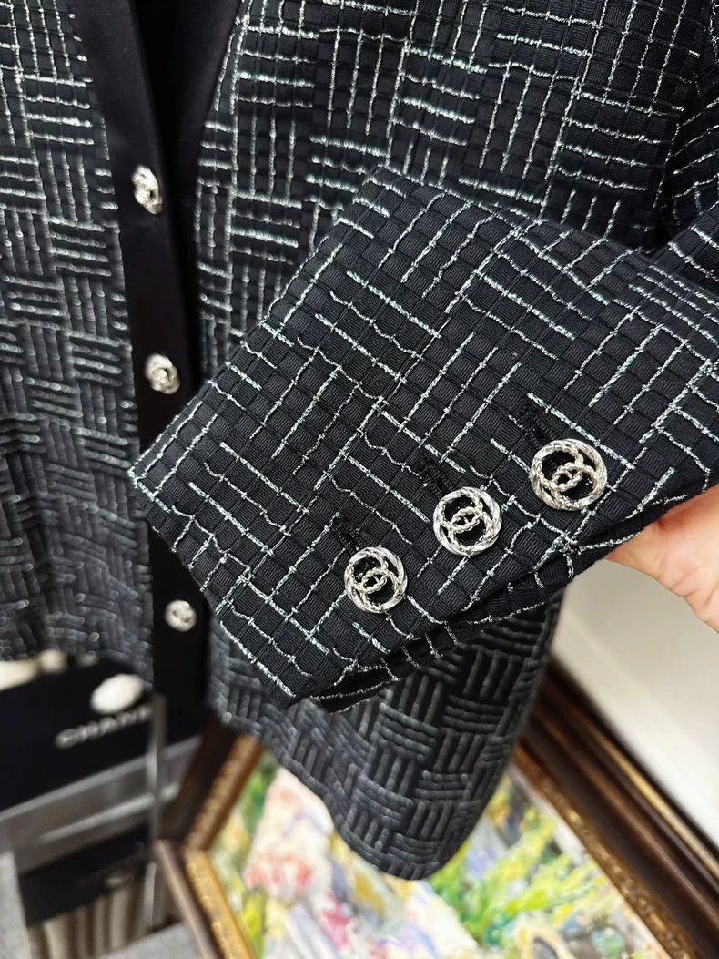 Chanel Chanel Black Mosaic Pattern Coat Size M / US 6-8 / IT 42-44 - 3 Thumbnail