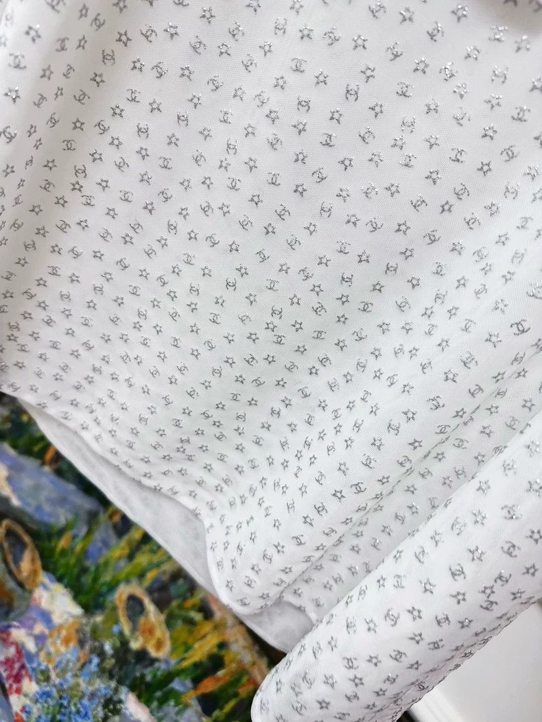 Chanel Chanel Silver Star Embroidered White Tank Top Size L / US 10 / IT 46 - 4 Thumbnail