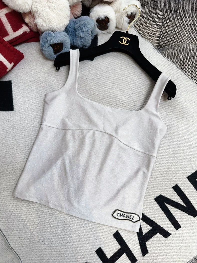 Chanel Chanel Silver Grey Embroidered Tank Top Size S / US 4 / IT 40 - 3 Thumbnail