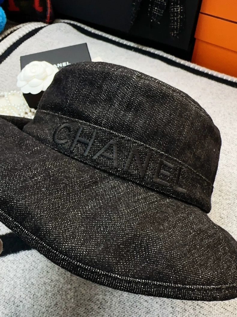 Chanel Chanel Black Logo Denim Fisherman Hat M Size Size ONE SIZE - 3 Thumbnail