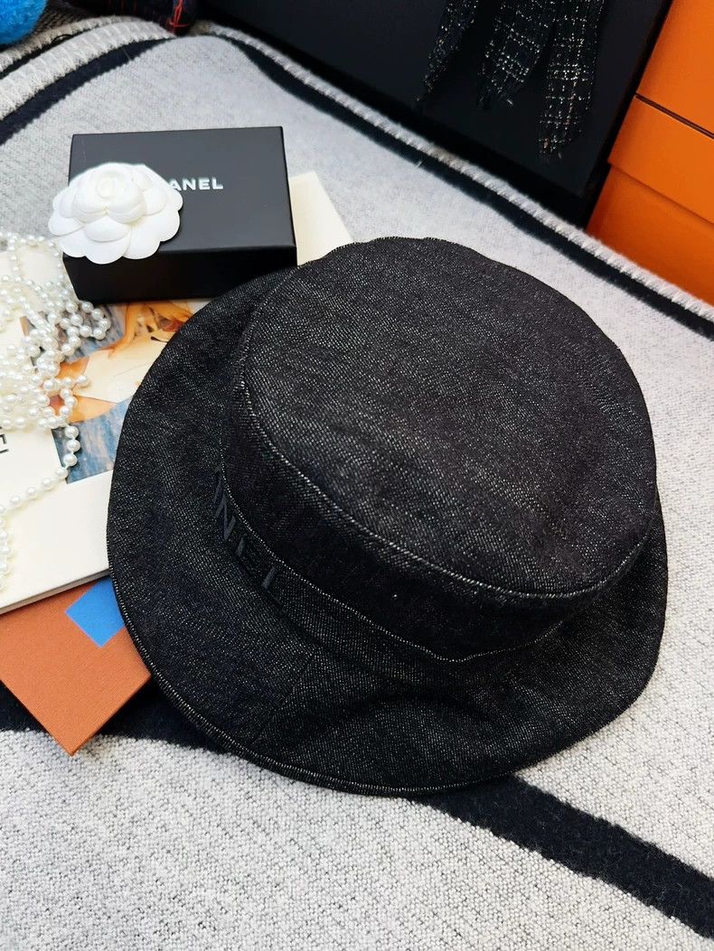 Chanel Chanel Black Logo Denim Fisherman Hat M Size Size ONE SIZE - 2 Thumbnail
