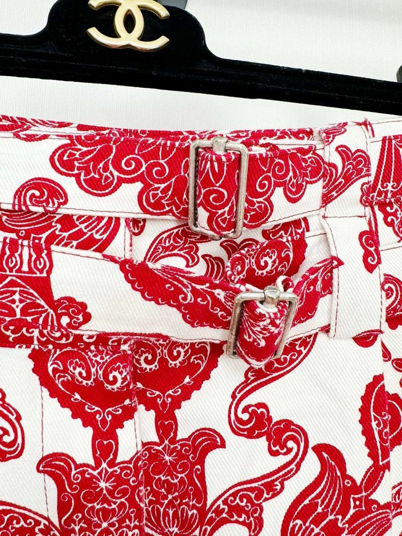 Dior Dior Red Printed Shorts Size 38 Size 38" / US 16 / IT 52 - 2 Thumbnail