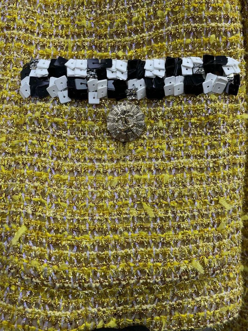 Chanel Chanel Gold Woven Jacket with Rhinestone Buttons Size M / US 6-8 / IT 42-44 - 4 Thumbnail