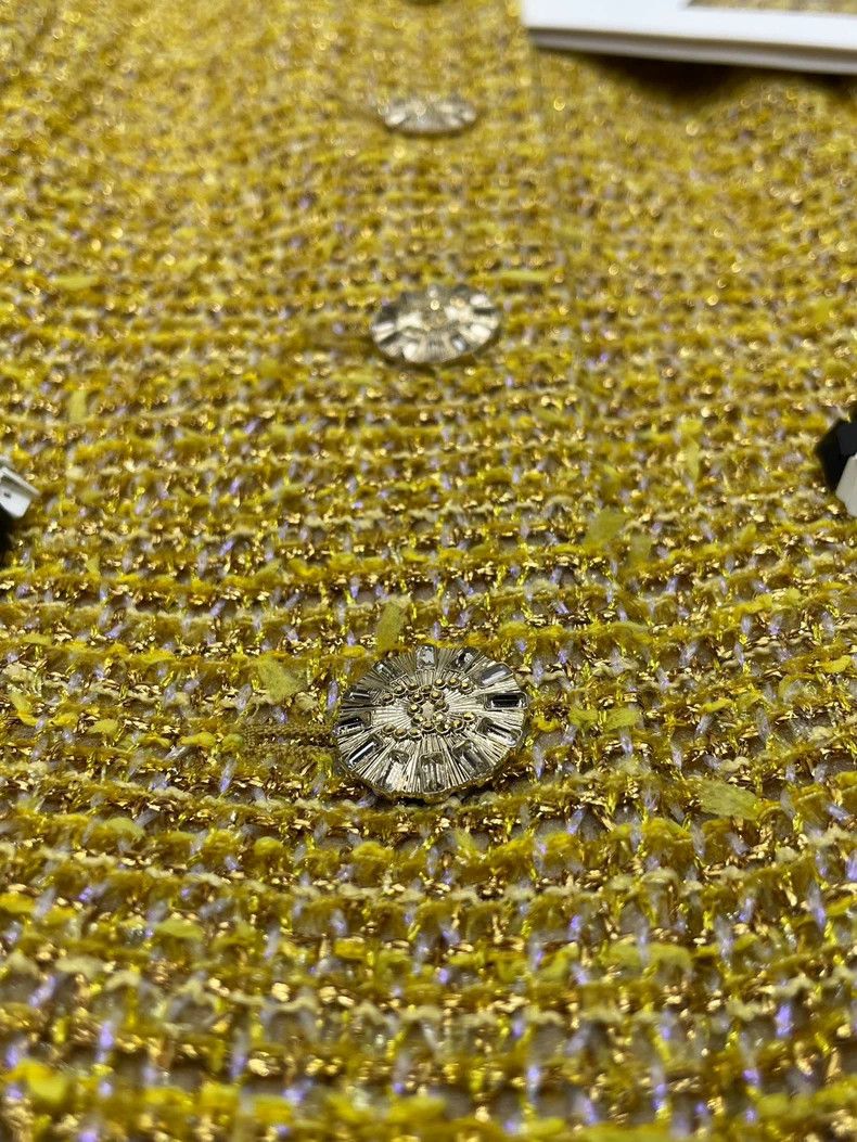 Chanel Chanel Gold Woven Jacket with Rhinestone Buttons Size M / US 6-8 / IT 42-44 - 3 Thumbnail
