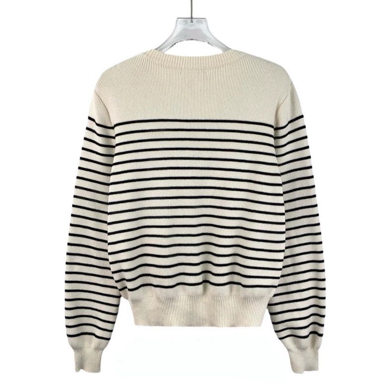 Celine Celine Beige Striped Knit Sweater with Buttons Size XS / US 0-2 / IT 36-38 - 2 Thumbnail