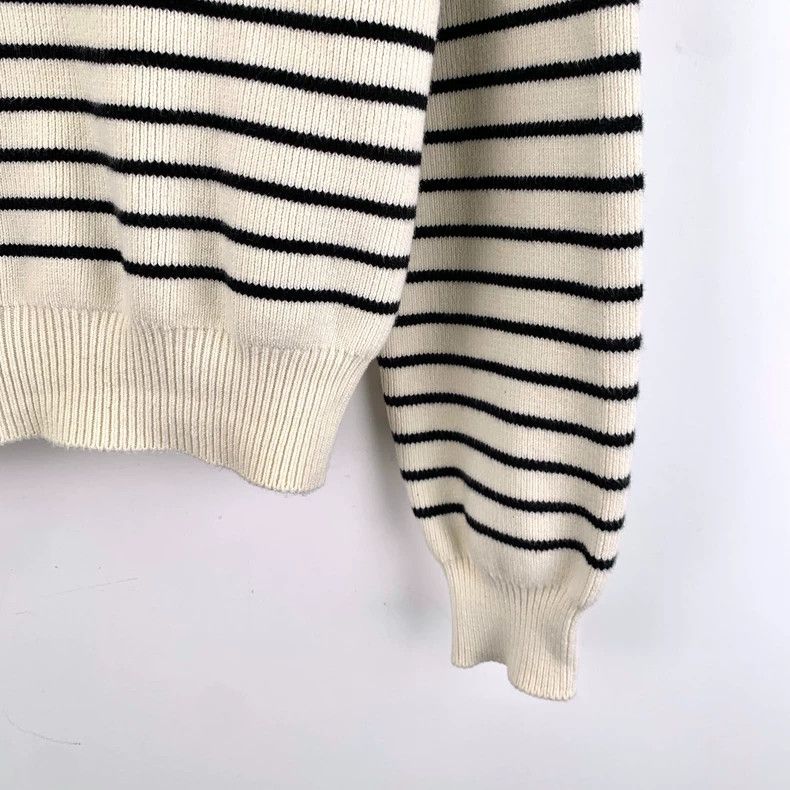 Celine Celine Beige Striped Knit Sweater with Buttons Size XS / US 0-2 / IT 36-38 - 4 Thumbnail
