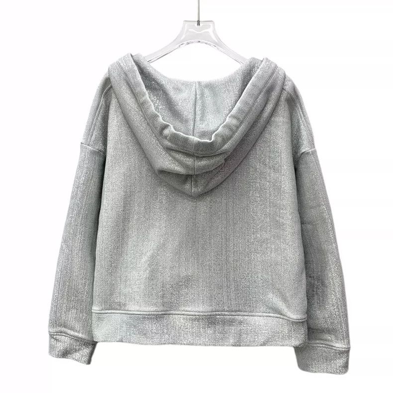 Valentino Silver Sequin Hooded Long Sleeve Sweatshirt Size XS / US 0-2 / IT 36-38 - 2 Thumbnail