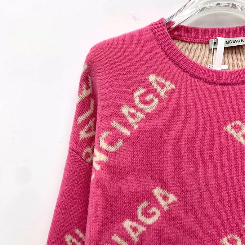 Balenciaga Balenciaga Pink Logo Knit Sweater Size XS / US 0-2 / IT 36-38 - 3 Thumbnail