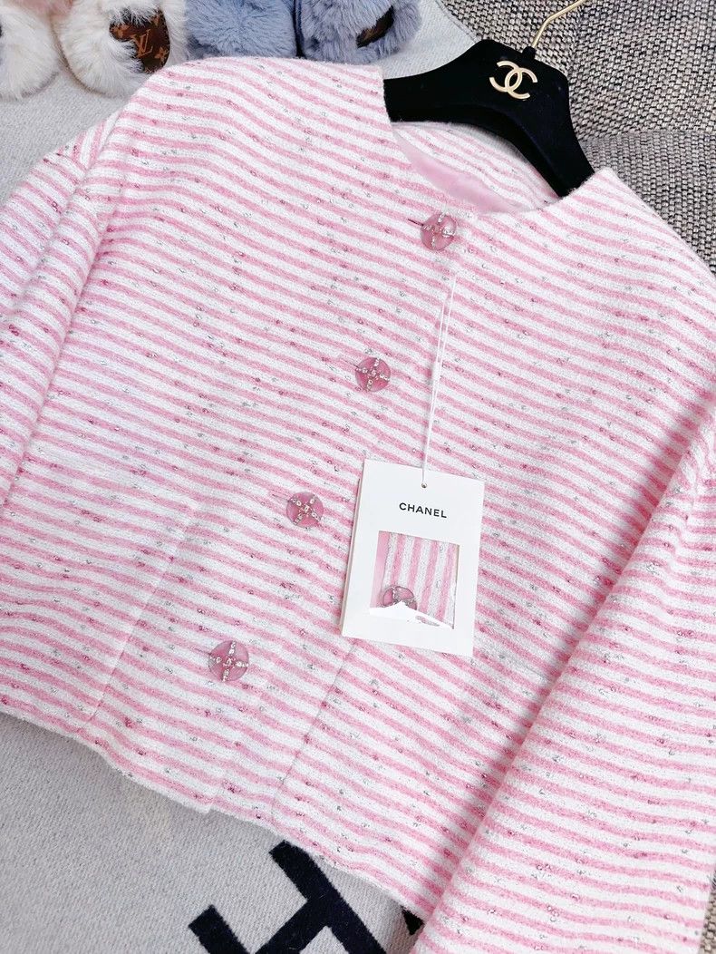 Chanel Chanel Pink Striped Cropped Jacket Size S / US 4 / IT 40 - 3 Thumbnail