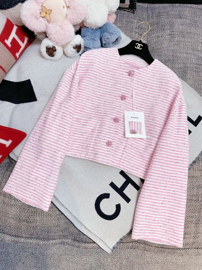Chanel Chanel Pink Striped Cropped Jacket Size S / US 4 / IT 40 - 7 Thumbnail