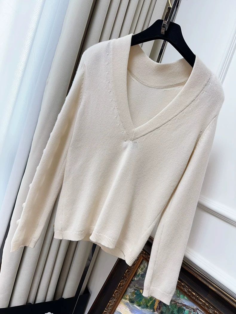Chanel Chanel Cream Knit Top with Bow Sleeves Size S / US 4 / IT 40 - 2 Thumbnail