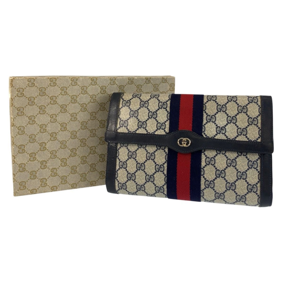 Gucci Gucci Gucci GG Supreme Canvas Leather Clutch Bag Canvas Clutch Bag 38 DUTY FREE for USA Size ONE SIZE - 10 Thumbnail