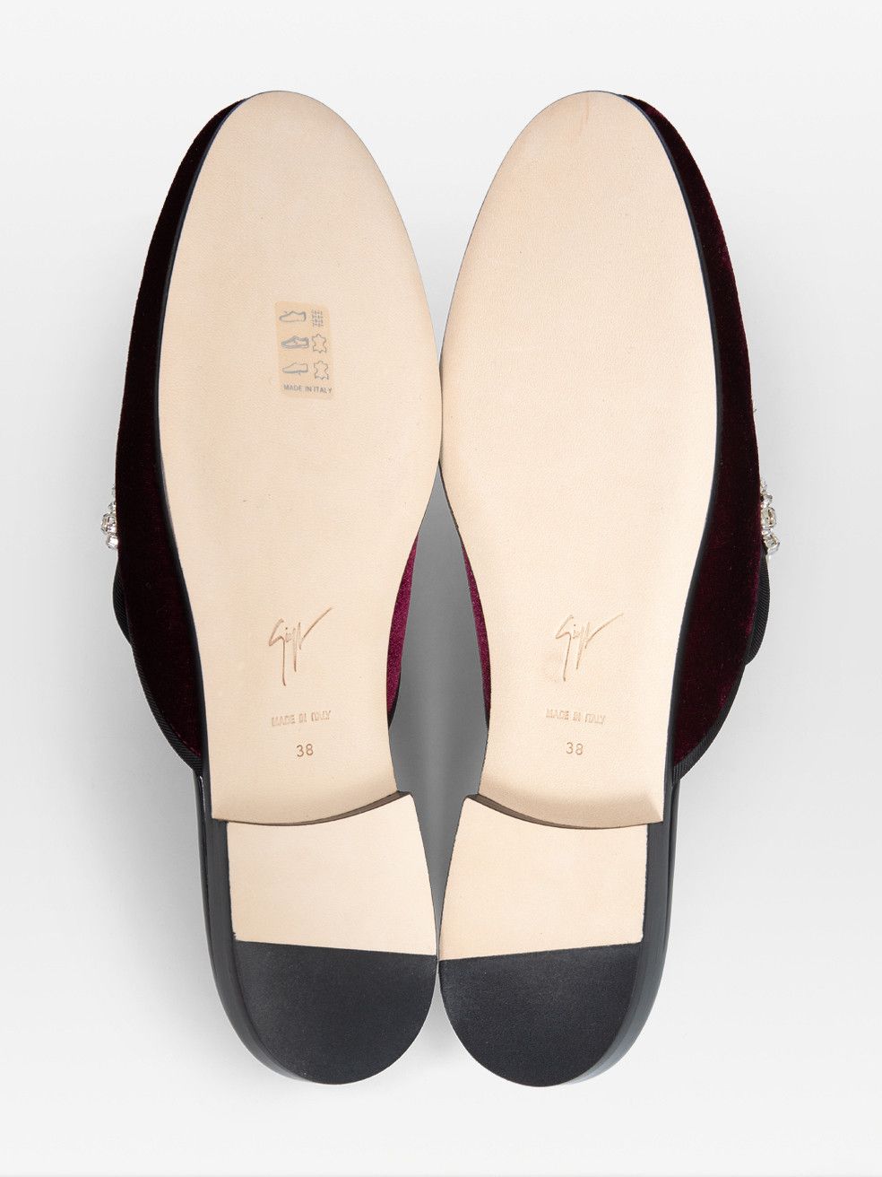 Giuseppe Zanotti Burgundy Velvet Embellished Mules Size US 8.5 / IT 38.5 - 4 Thumbnail