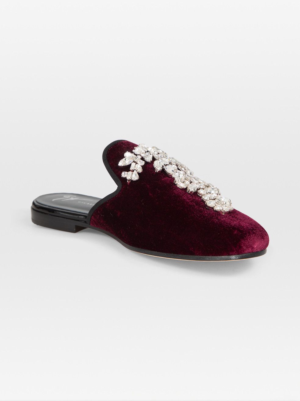 Giuseppe Zanotti Burgundy Velvet Embellished Mules Size US 8.5 / IT 38.5 - 2 Thumbnail