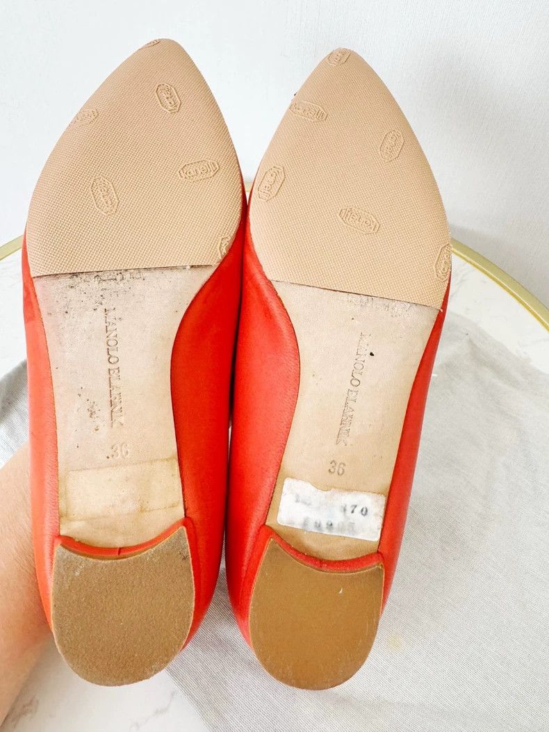 Manolo Blahnik Manolo Blahnik Orange Crystal Embellished Flats Size US 6 / IT 36 - 6 Thumbnail