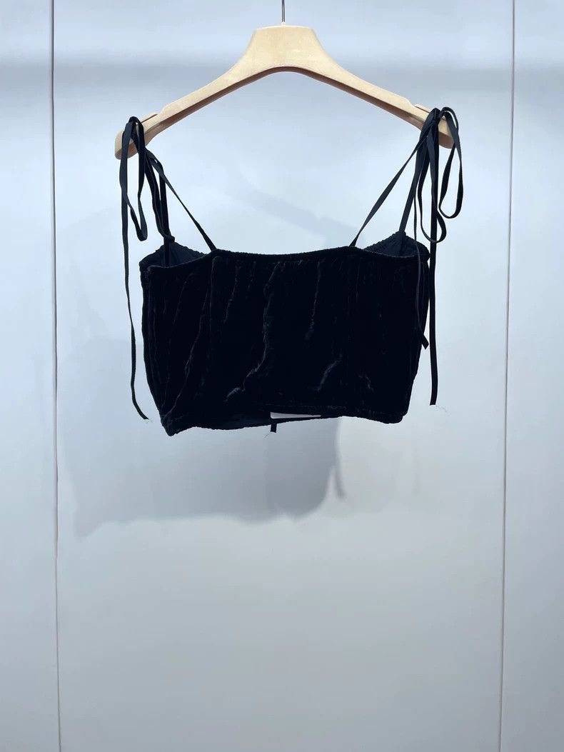 Miu Miu Miu Miu Black Velvet Bow Tie Top Size L / US 10 / IT 46 - 2 Thumbnail