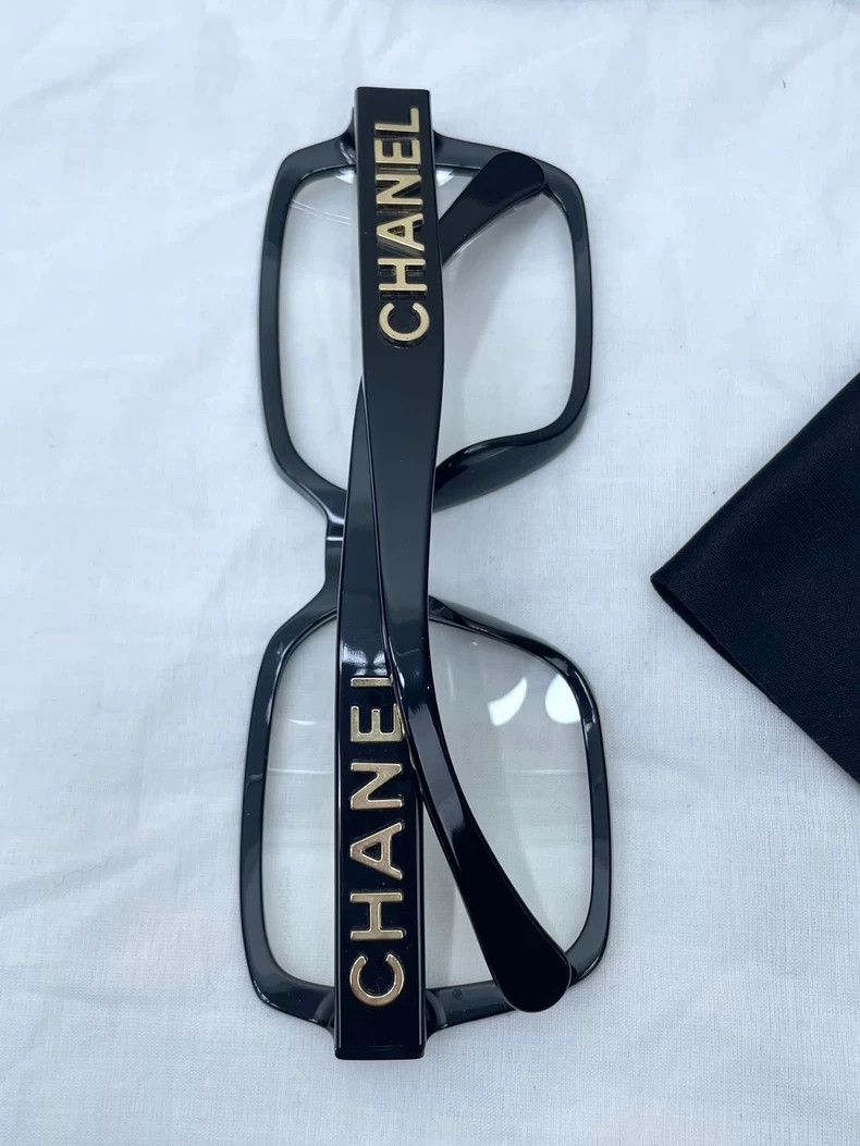 Chanel Chanel Black Frame Glasses with Gold Letters Size ONE SIZE - 4 Thumbnail