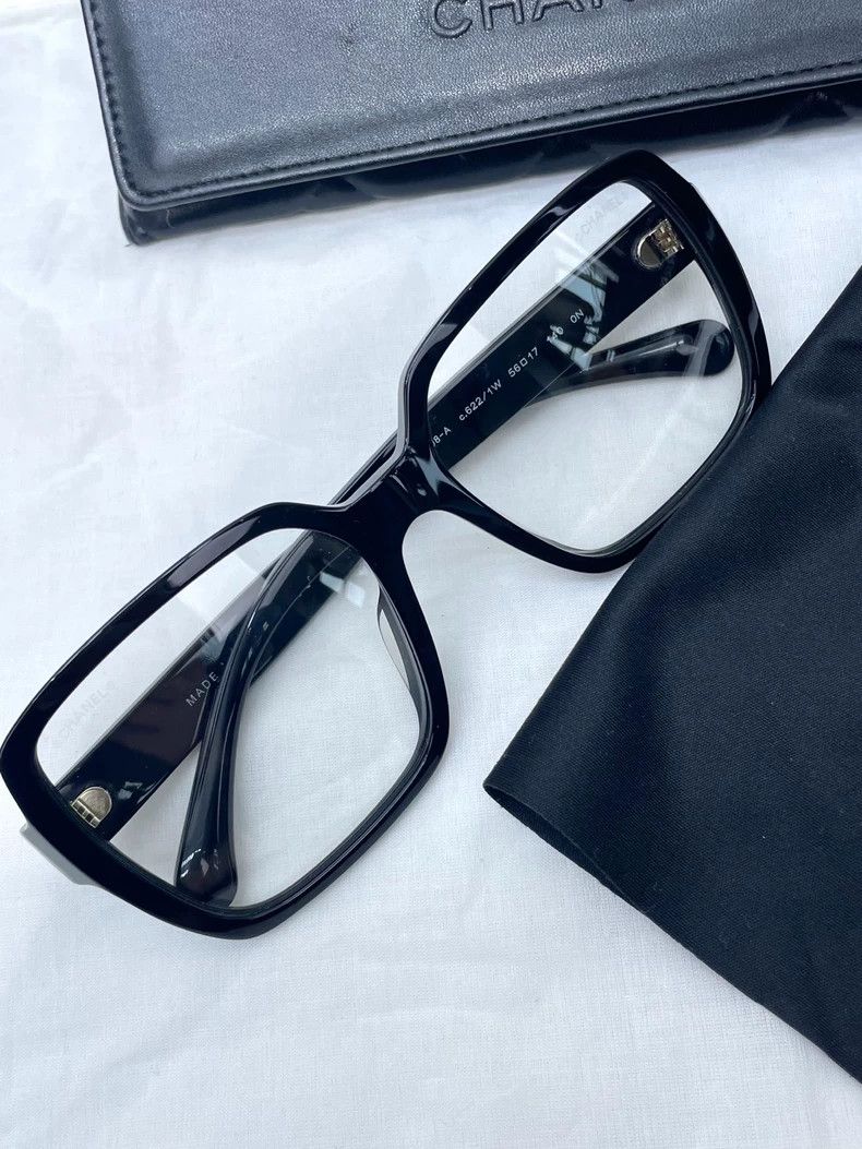 Chanel Chanel Black Frame Glasses with Gold Letters Size ONE SIZE - 5 Thumbnail