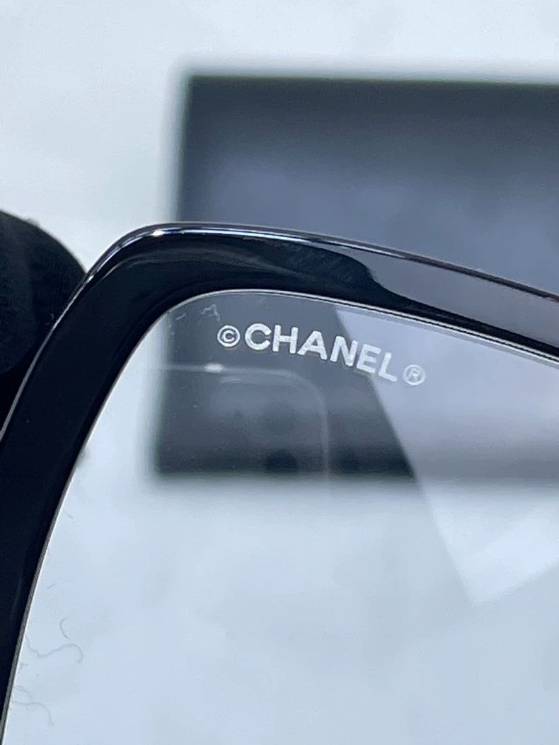 Chanel Chanel Black Frame Glasses with Gold Letters Size ONE SIZE - 6 Thumbnail