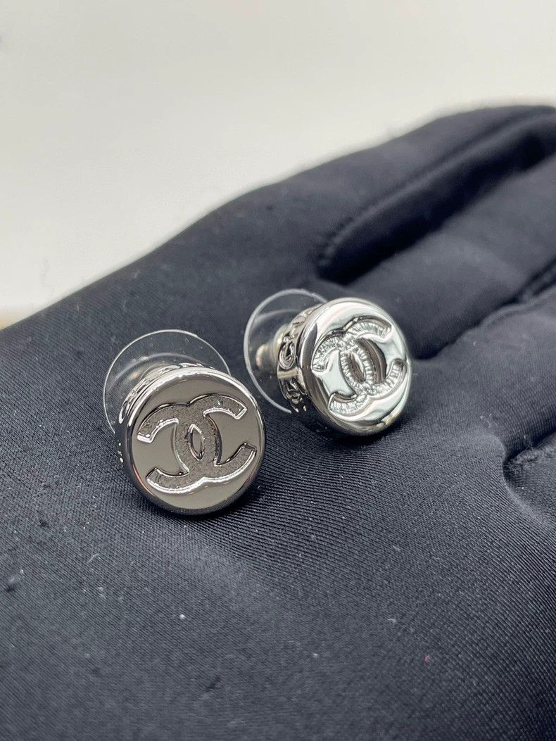 Chanel Chanel Double C Silver Stud Earrings Size ONE SIZE - 4 Thumbnail