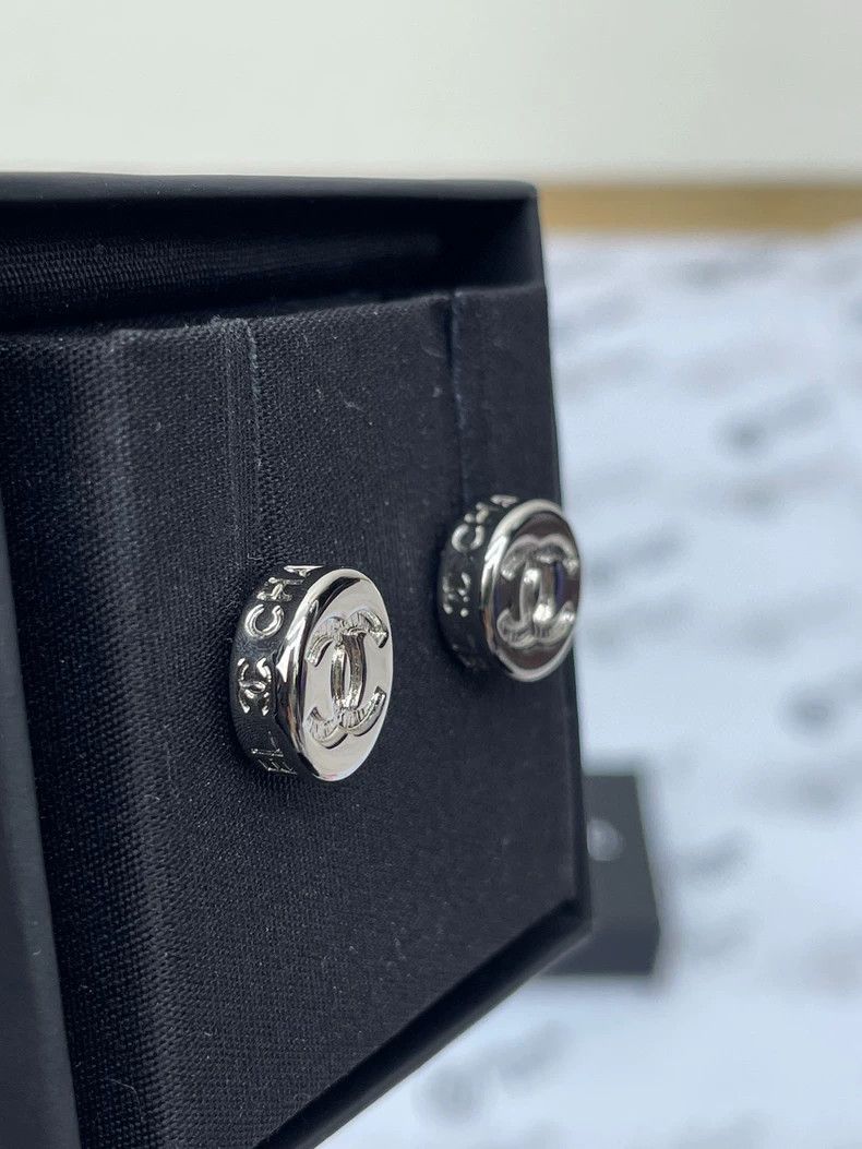 Chanel Chanel Double C Silver Stud Earrings Size ONE SIZE - 5 Thumbnail