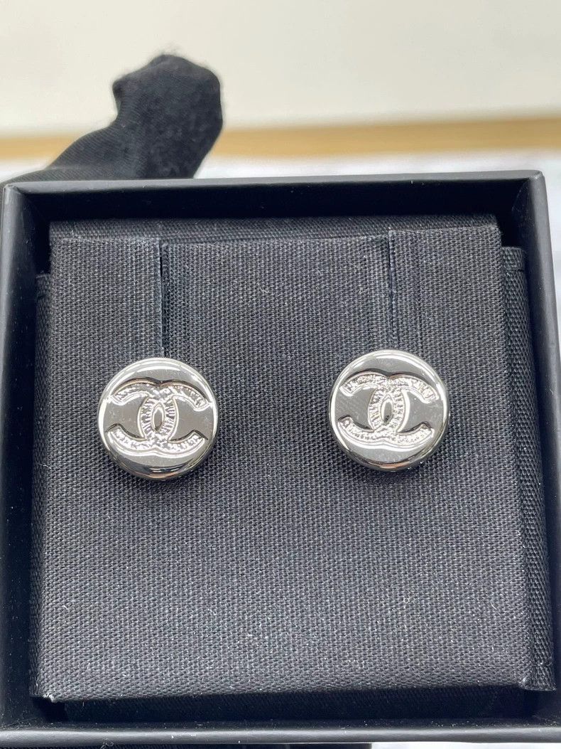 Chanel Chanel Double C Silver Stud Earrings Size ONE SIZE - 2 Thumbnail