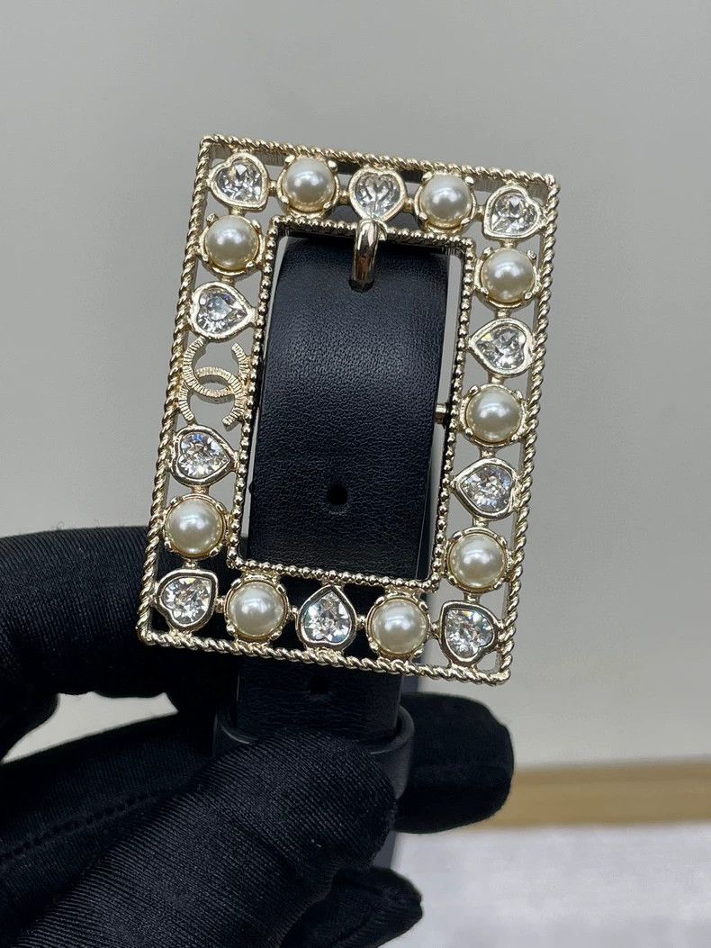 Chanel Chanel Pearl Rhinestone Square Buckle Belt Size ONE SIZE - 3 Thumbnail