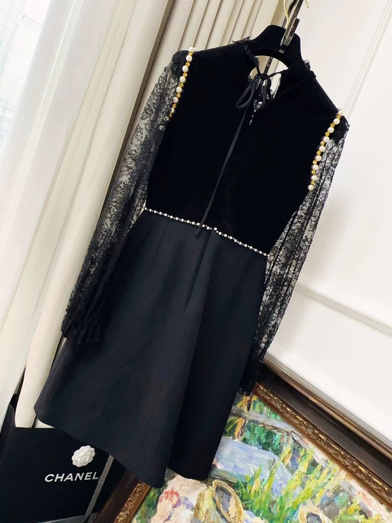 Gucci Black Lace Velvet Bow Tie Dress Size M / US 6-8 / IT 42-44 - 2 Thumbnail