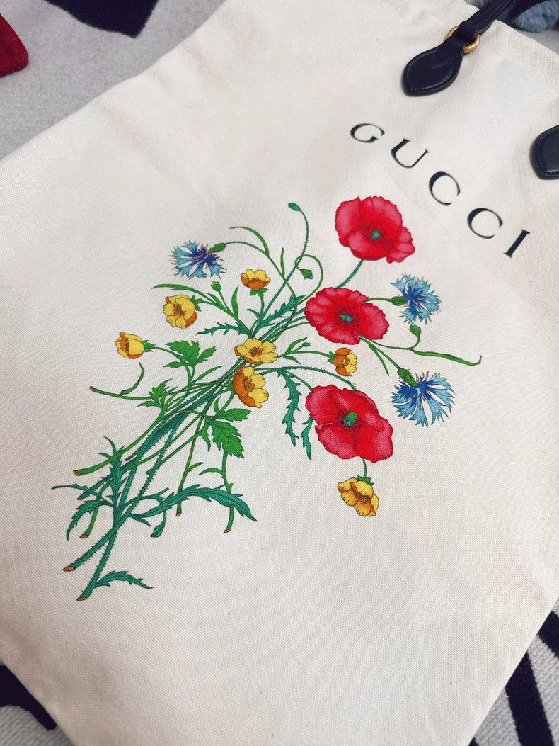 Gucci Gucci Floral Print Canvas Tote Bag Size ONE SIZE - 4 Thumbnail