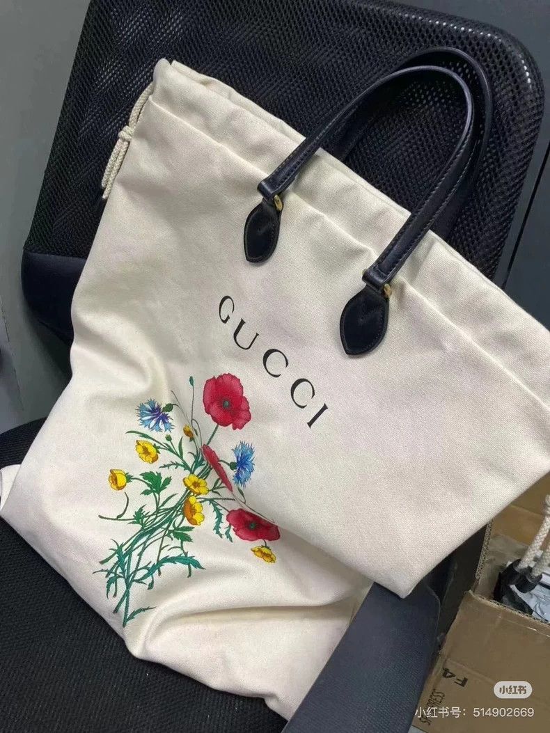 Gucci Gucci Floral Print Canvas Tote Bag Size ONE SIZE - 9 Thumbnail