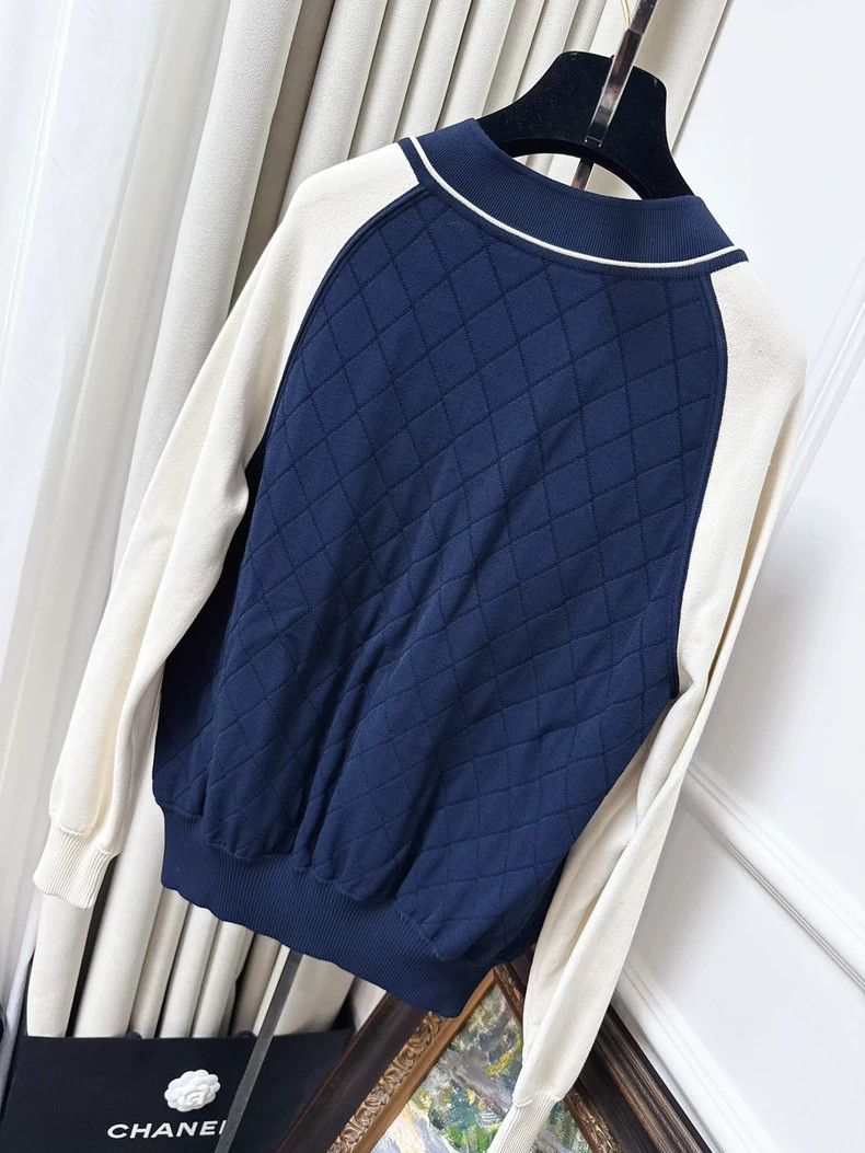Chanel Chanel Blue Quilted Baseball Jacket Outerwear Size S / US 4 / IT 40 - 2 Thumbnail