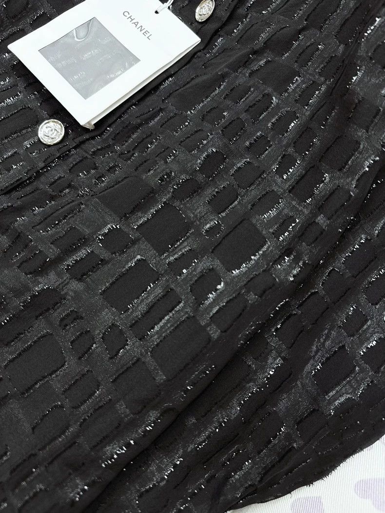Chanel Chanel Black Silk Long Dress with Texture Size M / US 6-8 / IT 42-44 - 6 Thumbnail