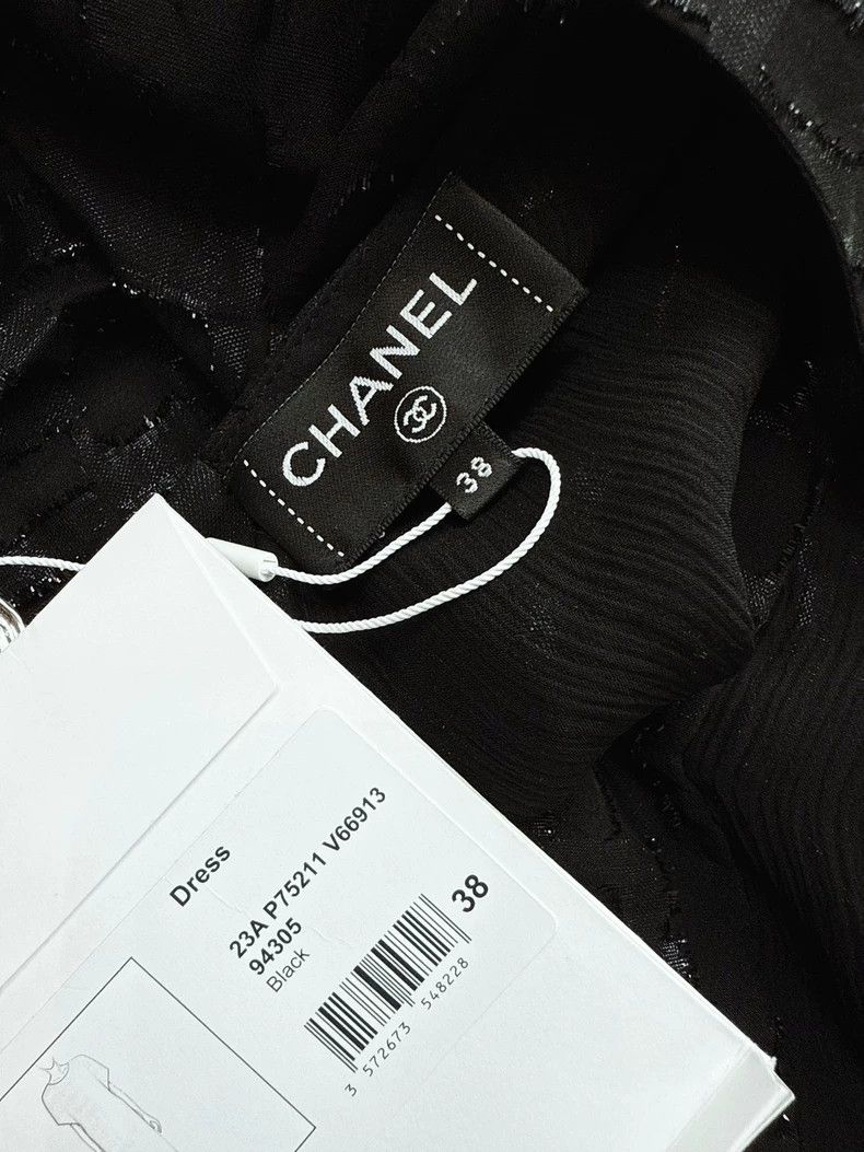 Chanel Chanel Black Silk Long Dress with Texture Size M / US 6-8 / IT 42-44 - 7 Thumbnail
