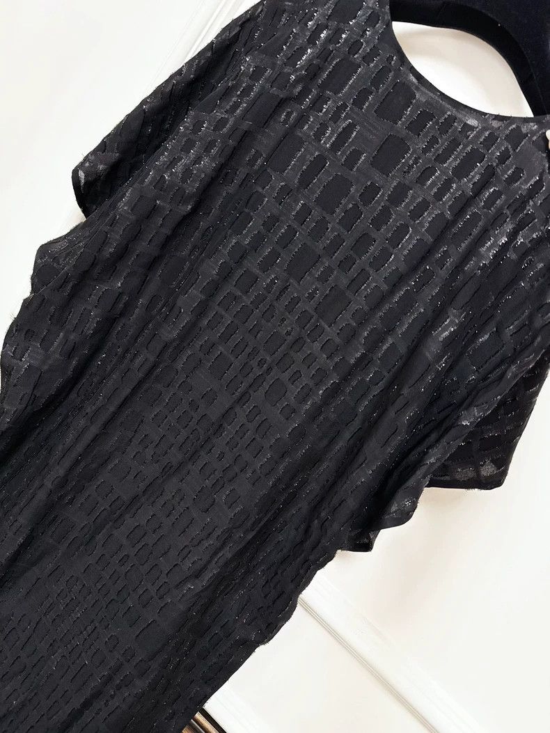 Chanel Chanel Black Silk Long Dress with Texture Size M / US 6-8 / IT 42-44 - 3 Thumbnail