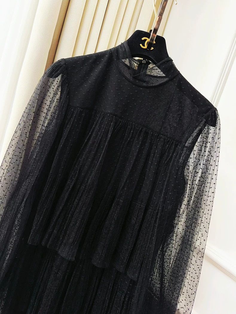 Valentino Valentino Black Lace Ruffle Embroidered Dress Size M / US 6-8 / IT 42-44 - 6 Thumbnail