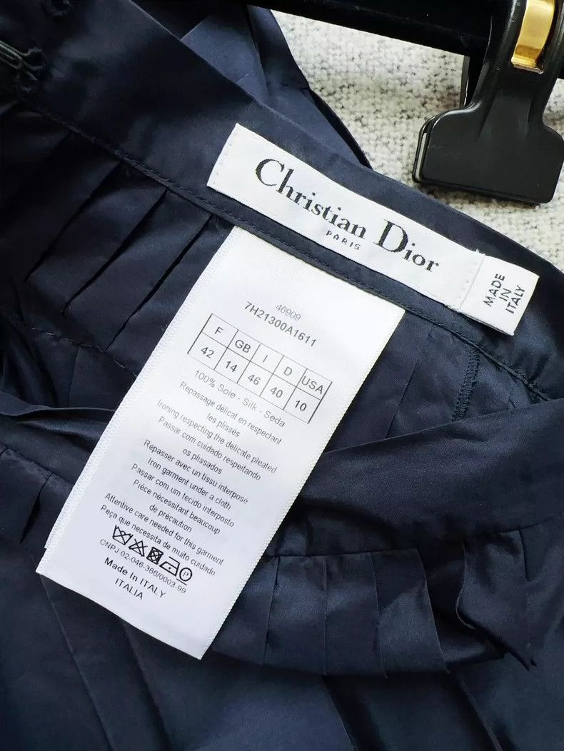 Dior Dior Dark Blue Silk Pleated Midi Skirt Size 42" / US 20 - 5 Thumbnail