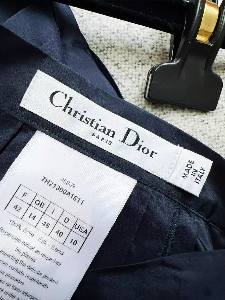 Dior Dior Dark Blue Silk Pleated Midi Skirt Size 42" / US 20 - 4 Thumbnail