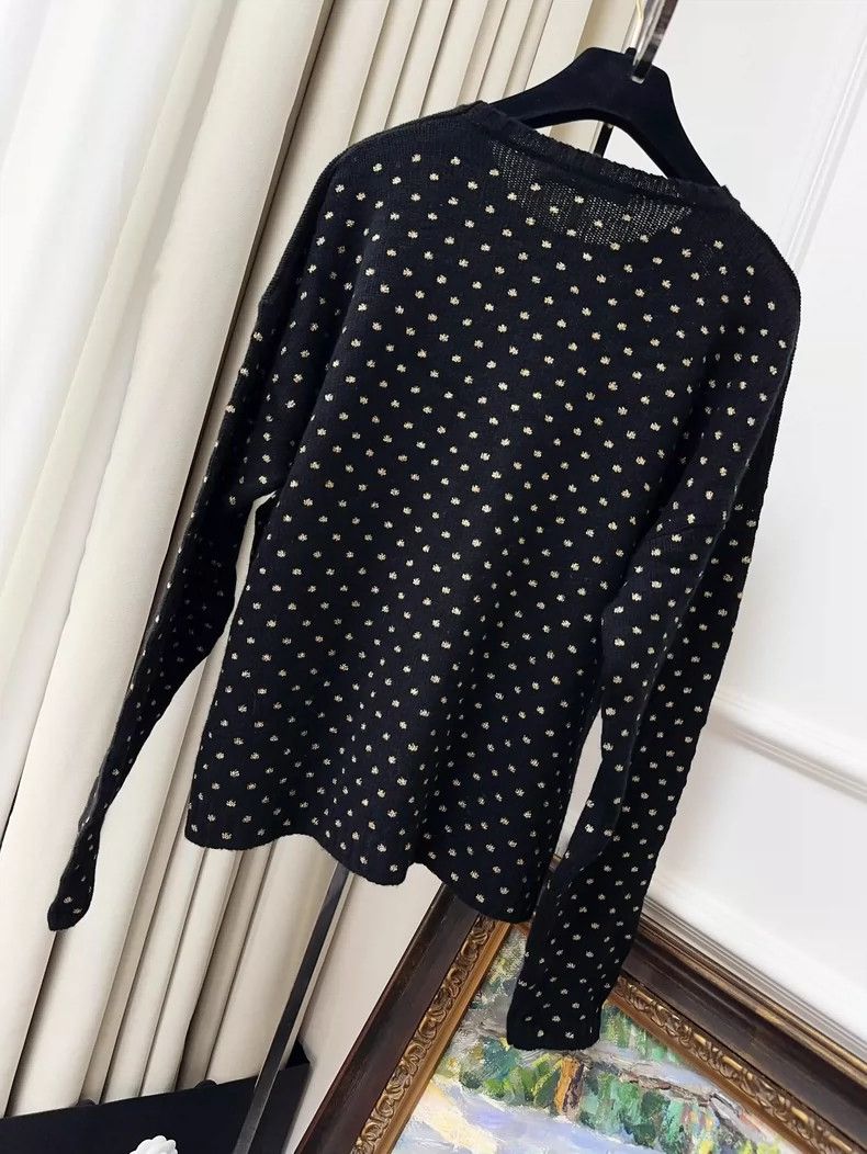 Dior Dior Black Gold Embroidered Knit Top Size M / US 6-8 / IT 42-44 - 2 Thumbnail