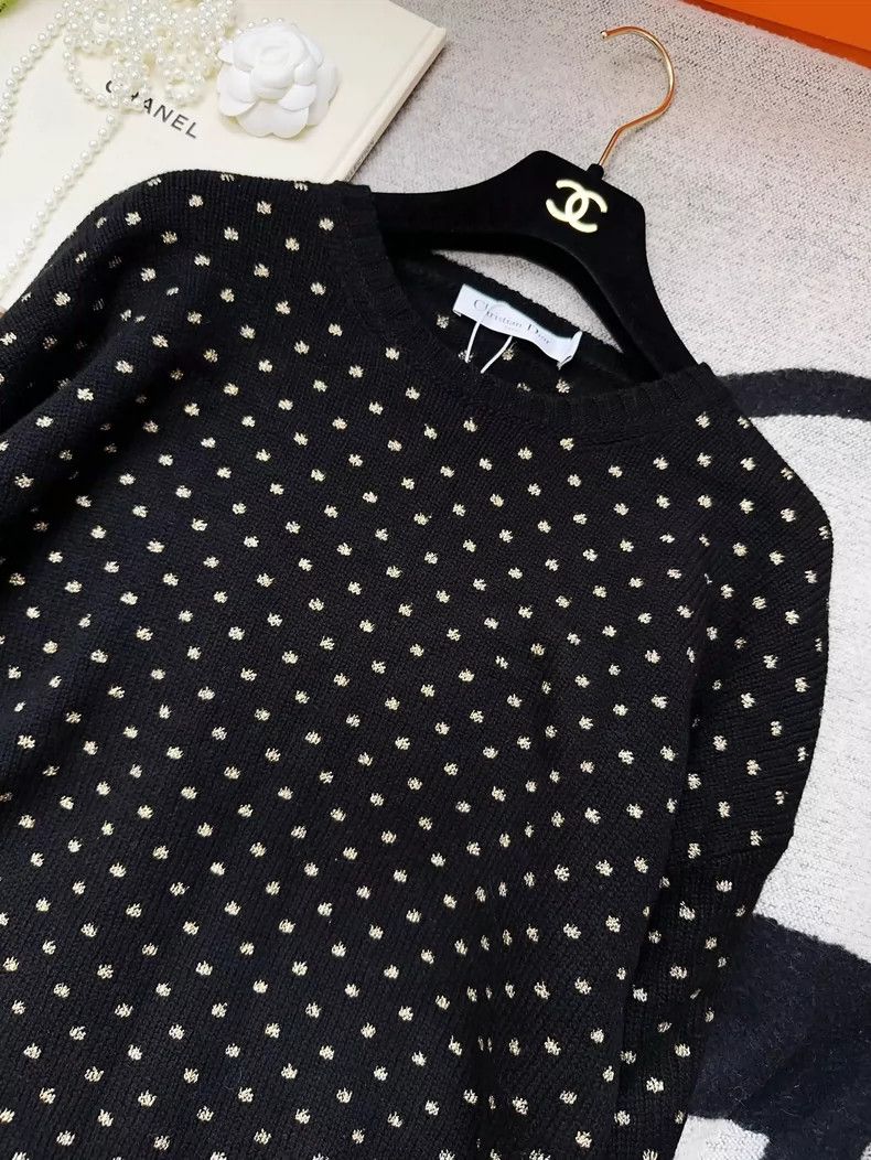Dior Dior Black Gold Embroidered Knit Top Size M / US 6-8 / IT 42-44 - 3 Thumbnail