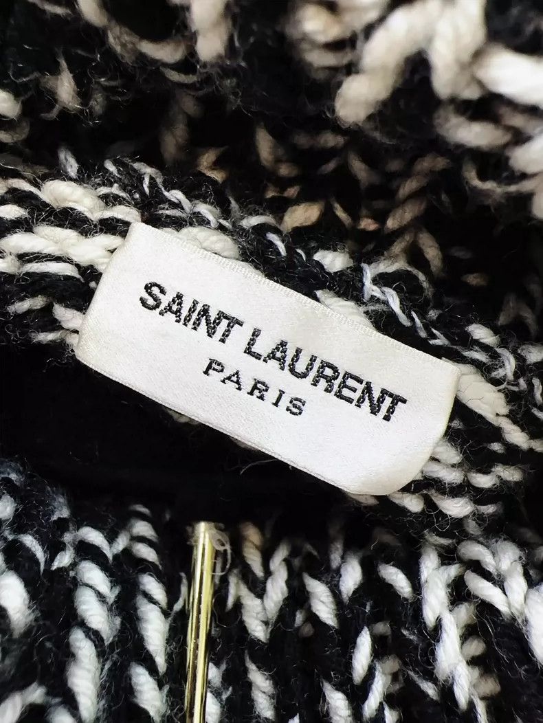 Yves Saint Laurent Saint Laurent Black White Knit Turtleneck Sweater Size S / US 4 / IT 40 - 3 Thumbnail