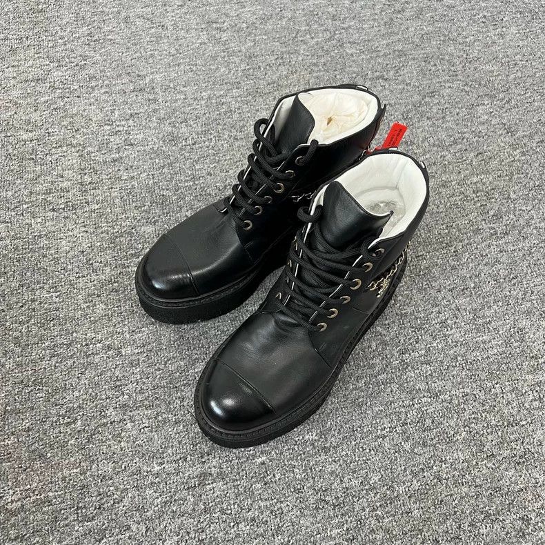 Chanel Chanel Black Platform Short Boots with Chain Size US 6 / IT 36 - 2 Thumbnail