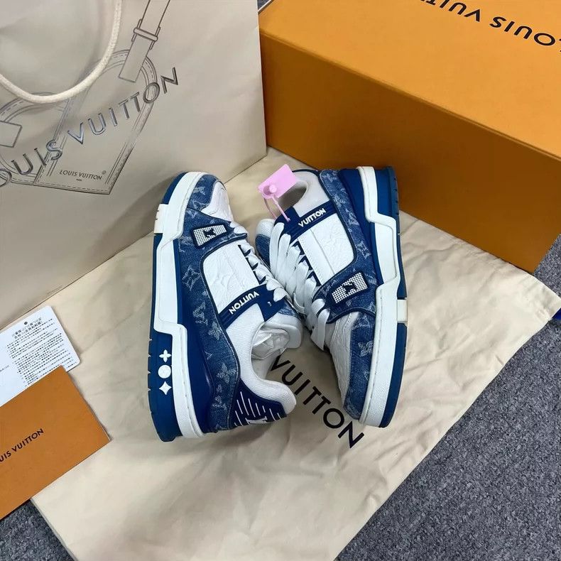 Louis Vuitton Louis Vuitton Denim Blue Trainers Size 39 Size US 8 / IT 38 - 4 Thumbnail
