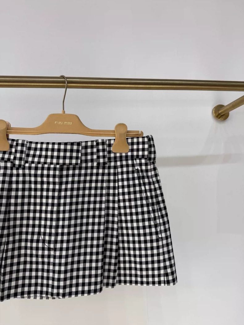 Miu Miu Miu Miu Black Gingham Low Waist Skirt Size 38" / US 16 / IT 52 - 5 Thumbnail