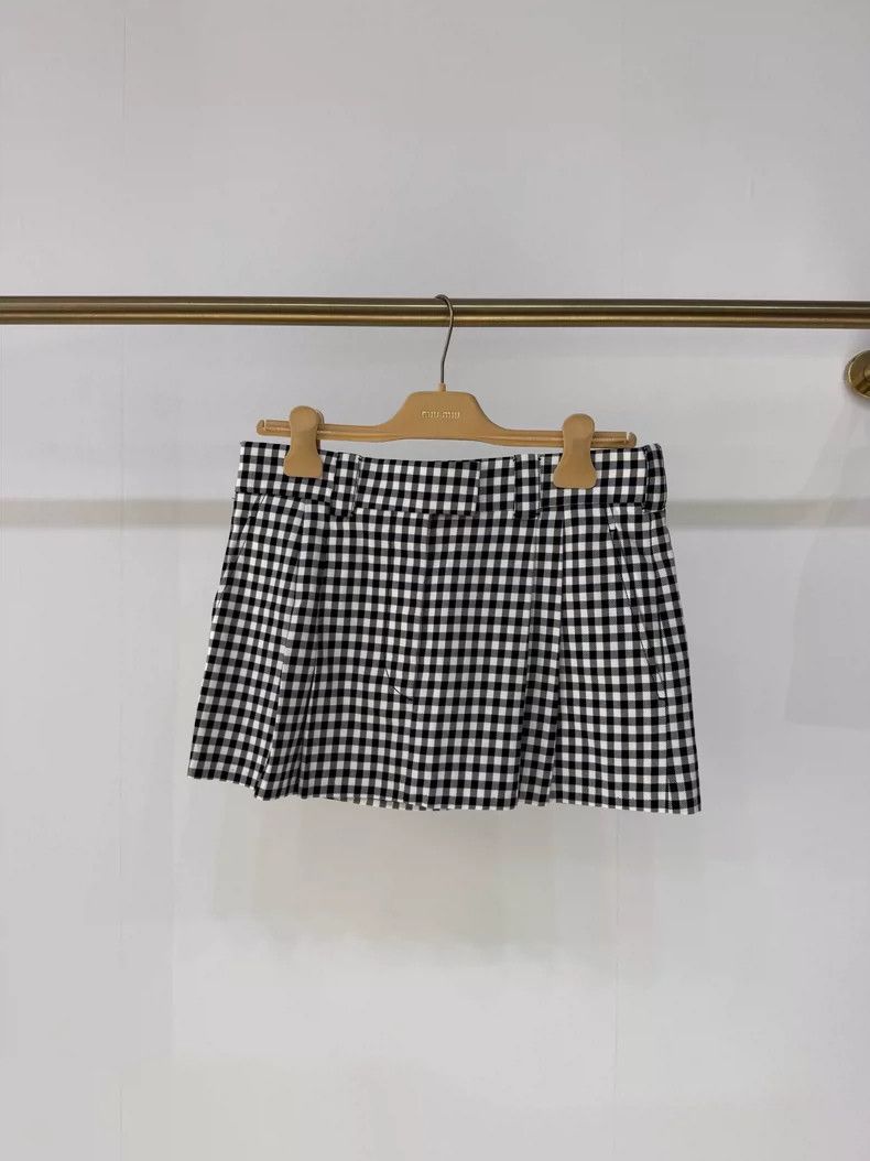 Miu Miu Miu Miu Black Gingham Low Waist Skirt Size 38" / US 16 / IT 52 - 2 Thumbnail
