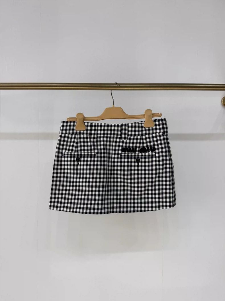 Miu Miu Miu Miu Black Gingham Low Waist Skirt Size 38" / US 16 / IT 52 - 3 Thumbnail