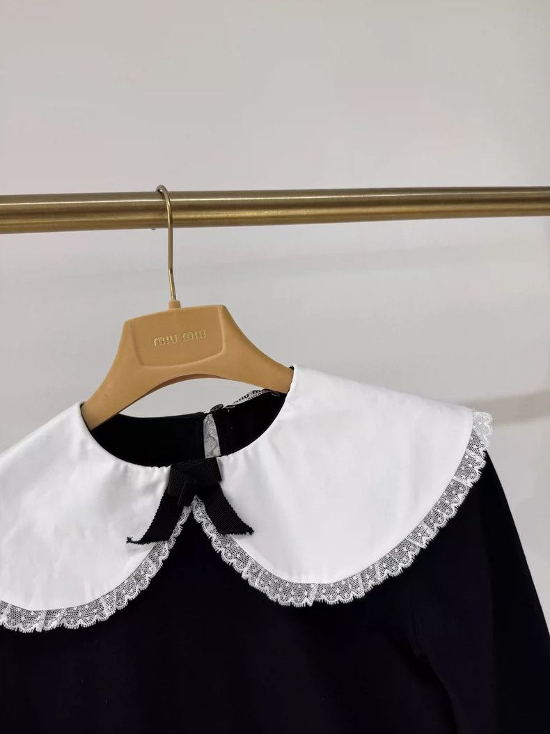 Miu Miu Black and White Doll Collar Bodysuit Size XS / US 0-2 / IT 36-38 - 4 Thumbnail